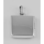 Back view of Square Filigree Locket - Flower and Diamond Design showing 925 sterling silver hallmark and spring ring clasp
