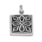 Filigree, Diamond, sterling silver lockets, front view