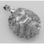 Detail view of Large Turtle Locket Box Pendant - Tortoise highlighting design details