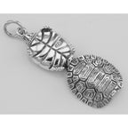Back view of Small Turtle Sterling Silver Locket Box Pendant Tortoise showing 925 sterling silver hallmark and spring ring cl