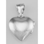 Back view of Vintage Style Heart Locket Birds and Flowers Antique Design showing 925 sterling silver hallmark and spring ring