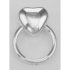Back view of Silver Ring Baby Rattle with Large Heart Made in Italy showing 925 sterling silver hallmark