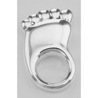 Detail view of Very Cute Baby Foot Rattle - Sterling Silver Baby Rattle Made in Italy highlighting design details