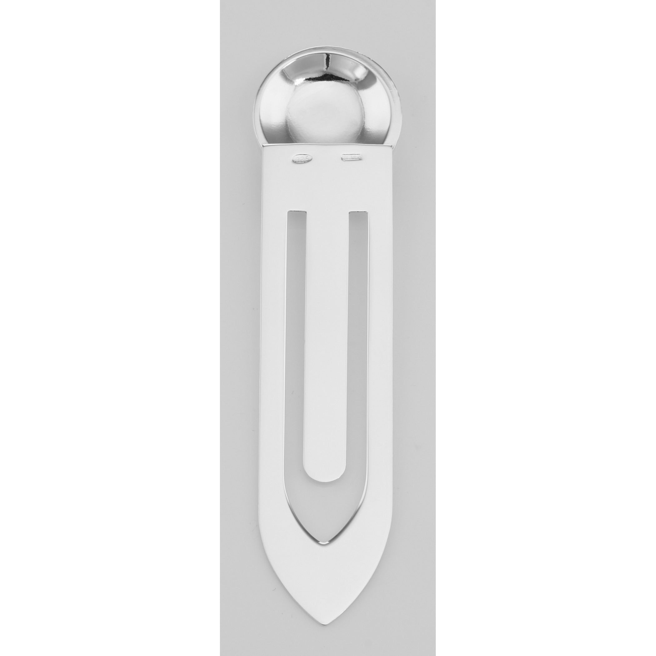 Back view of Bookmark - Engravable Circle Made Italy showing 925 sterling silver hallmark