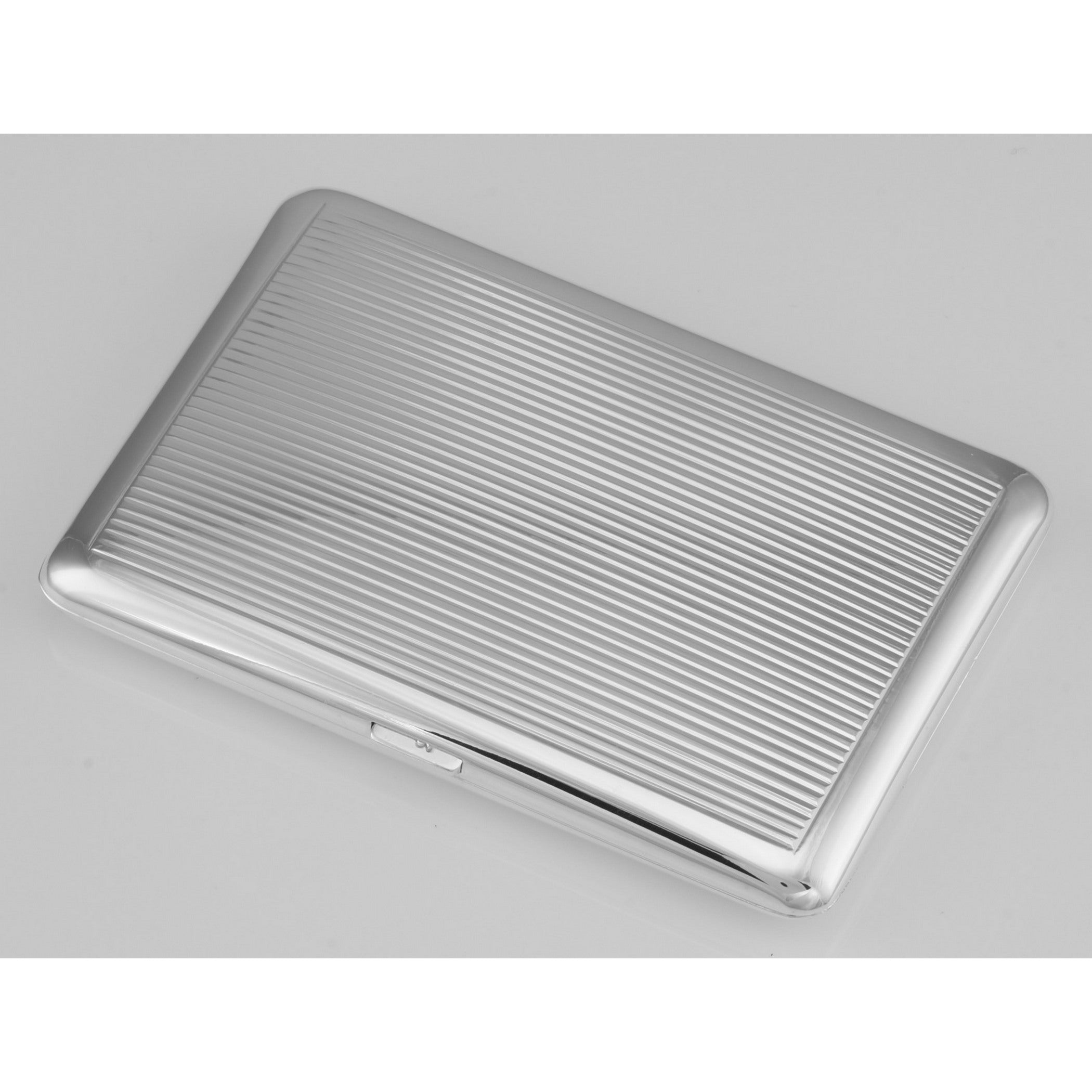 Detail view of LAST ONE - ONLY 1 IN STOCK - Fine Italian Made Business Card Case w/ Push Button Closure highlighting design d