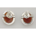 Back view of Hand Carved Italian Oval Cameo Post Earrings showing 925 sterling silver hallmark and post backs