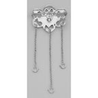 Back view of Antique Style Cherub Chatelaine Pin / Brooch showing 925 sterling silver hallmark and pin back