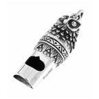 Detail view of Antique Style Highly Detailed Owl Whistle Pendant highlighting design details