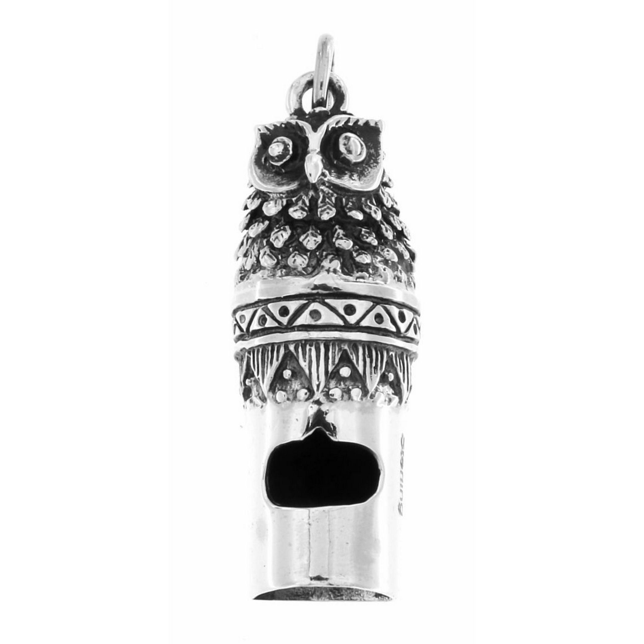 Antique style, sterling silver whistles, front view