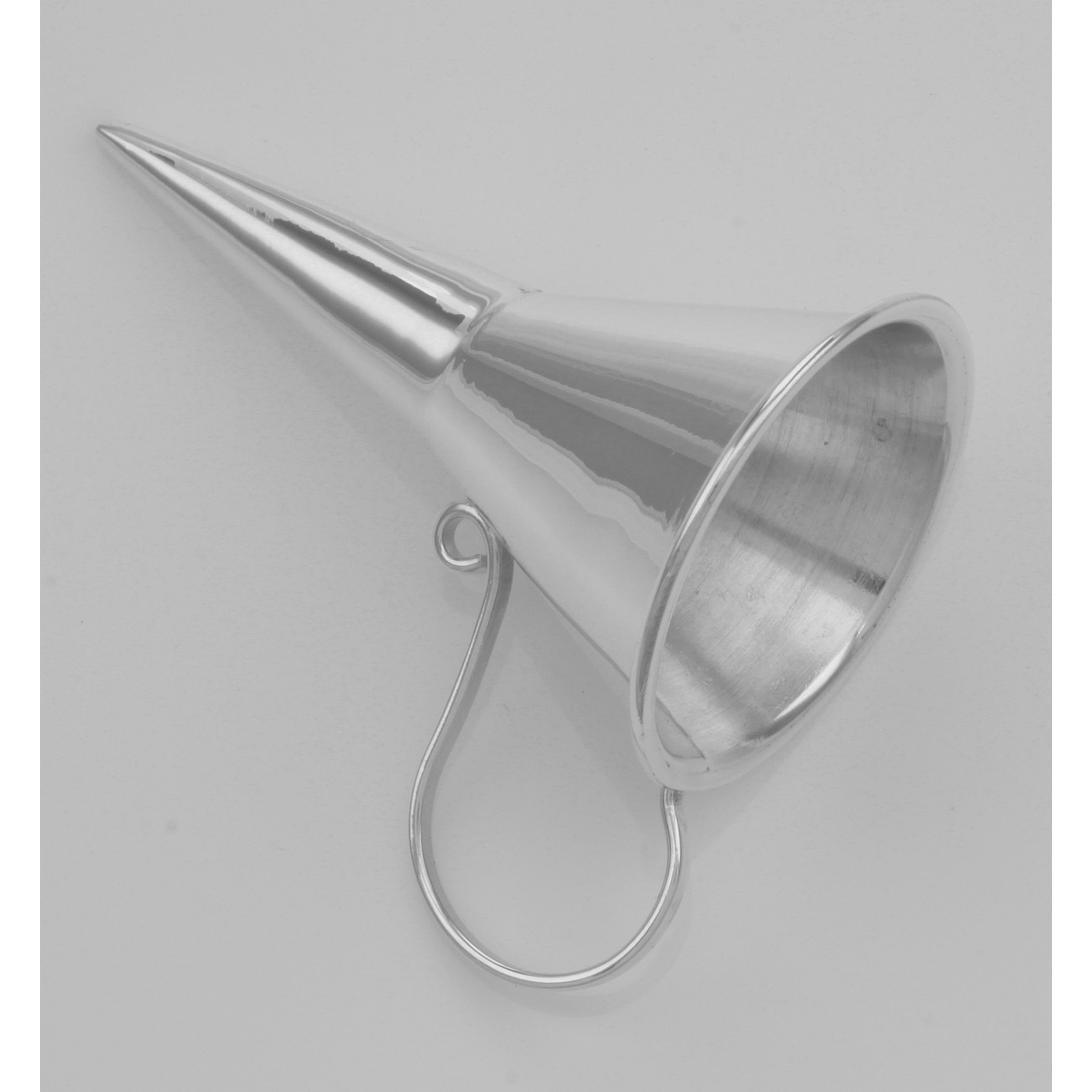 Back view of Perfume Funnel - Large showing 925 sterling silver hallmark and spring ring clasp
