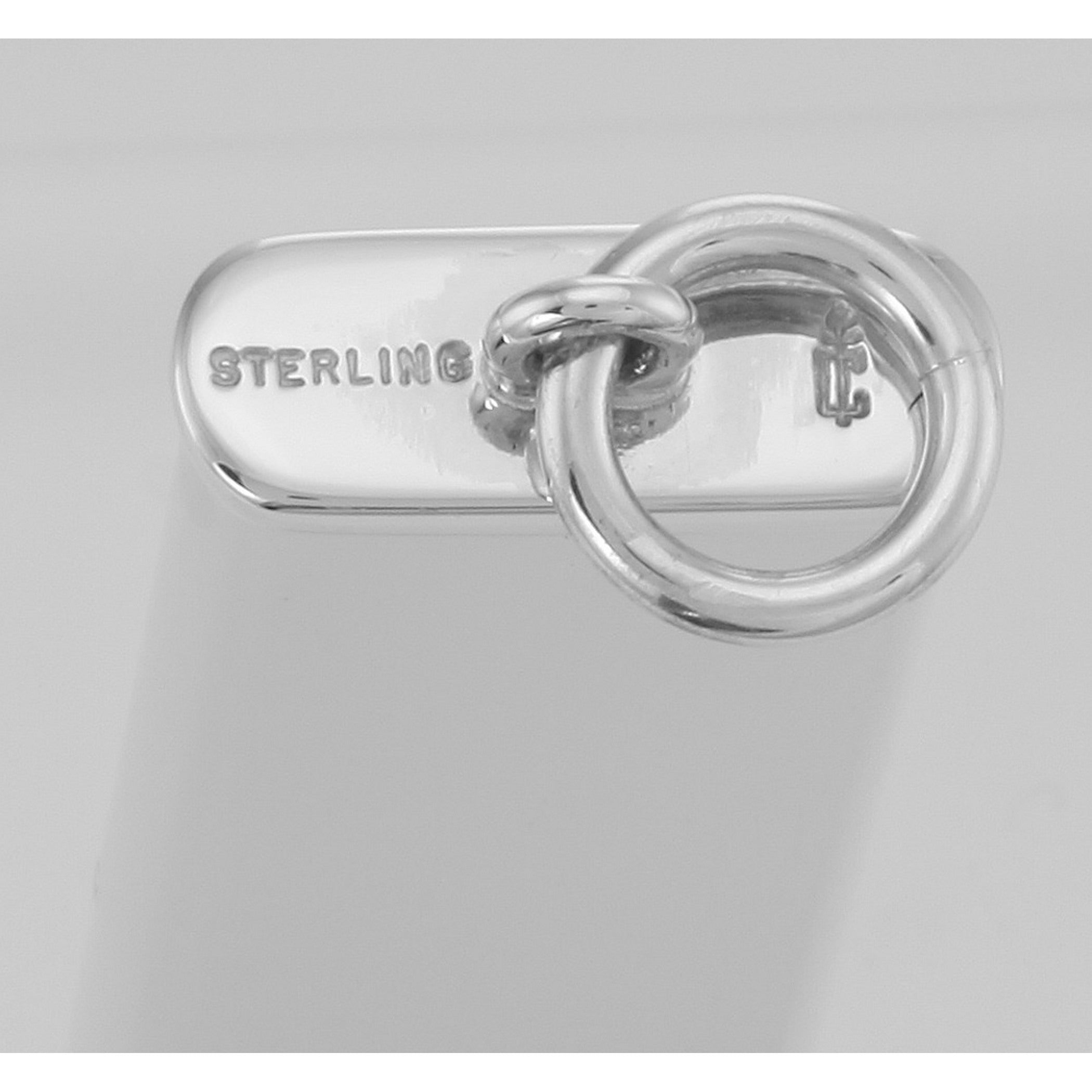 Back view of Whistle Pendant - Made in USA showing 925 sterling silver hallmark and spring ring clasp