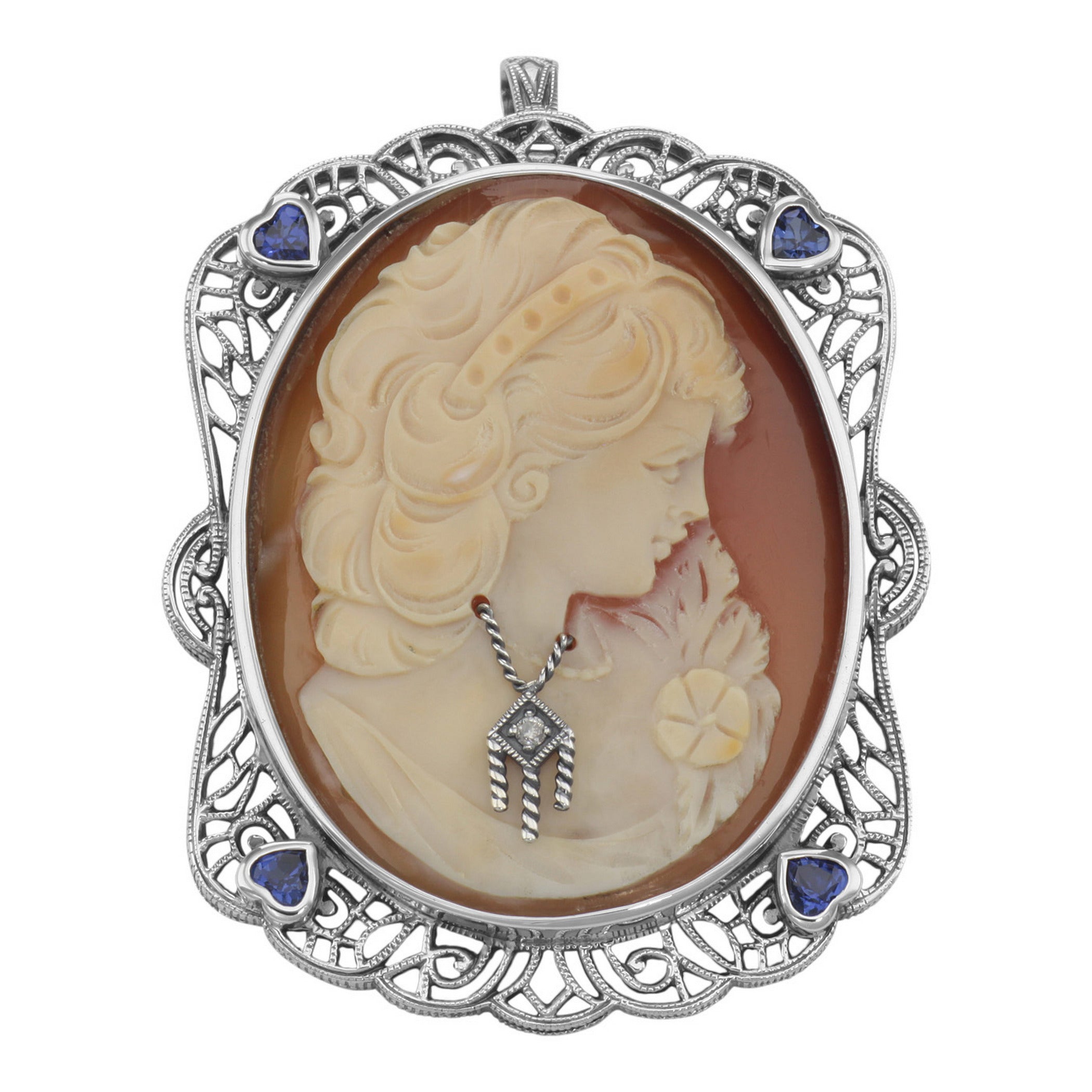 Filigree, sterling silver pendants, front view