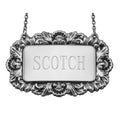Sterling silver liquor decanter tags, front view