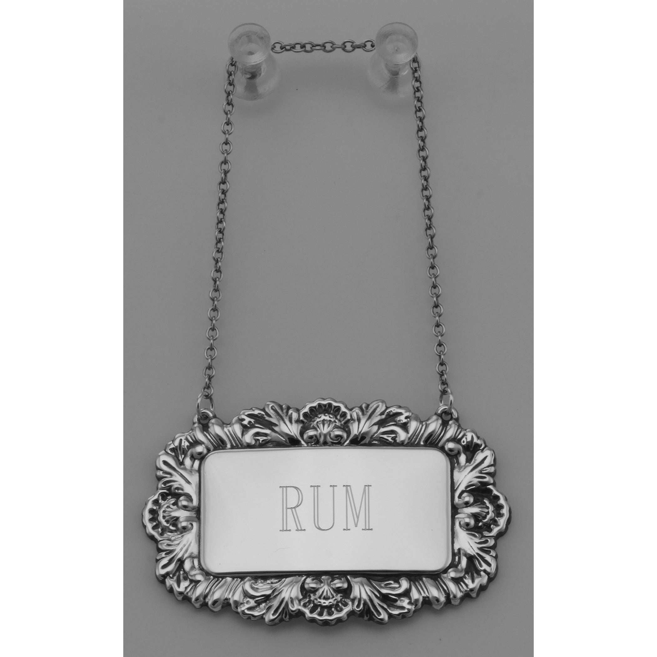 Detail view of Rum Liquor Decanter Label / Tag highlighting design details
