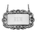 Sterling silver liquor decanter tags, front view