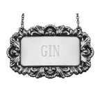 Sterling silver liquor decanter tags, front view