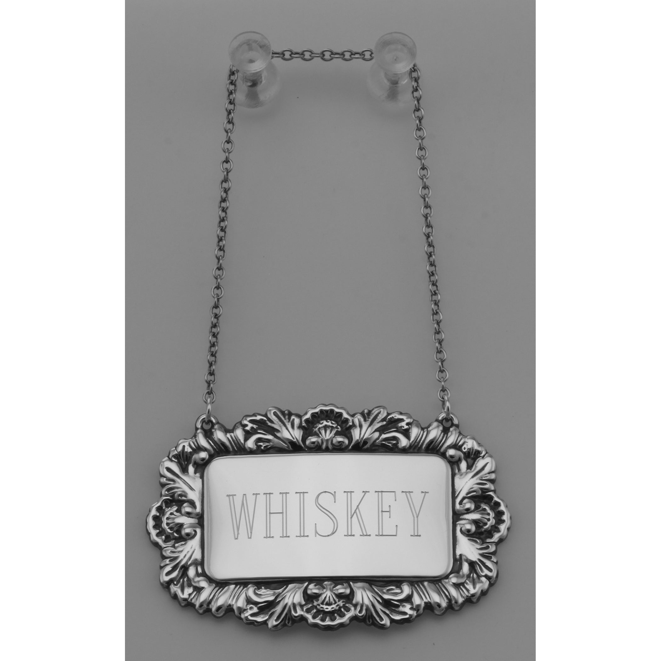 Detail view of Whiskey Liquor Decanter Label / Tag highlighting design details