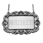 Sterling silver liquor decanter tags, front view