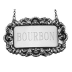 Sterling silver liquor decanter tags, front view