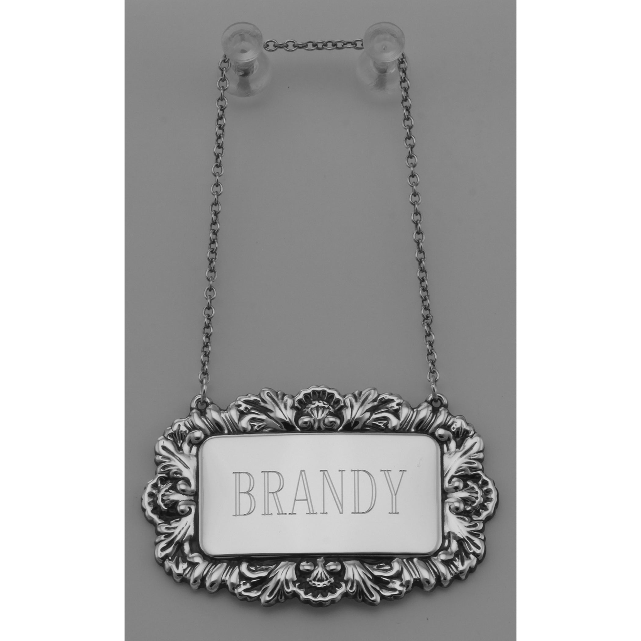Detail view of Brandy Liquor Decanter Label / Tag highlighting design details