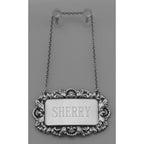 Detail view of Sherry Liquor Decanter Label / Tag highlighting design details