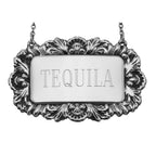 Sterling silver liquor decanter tags, front view