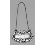 Back view of Vodka Liquor Decanter Label / Tag showing 925 sterling silver hallmark