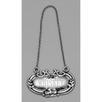 Back view of Whiskey Liquor Decanter Label / Tag showing 925 sterling silver hallmark