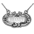 Sterling silver liquor decanter tags, front view
