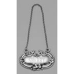 Back view of Sherry Liquor Decanter Label / Tag showing 925 sterling silver hallmark