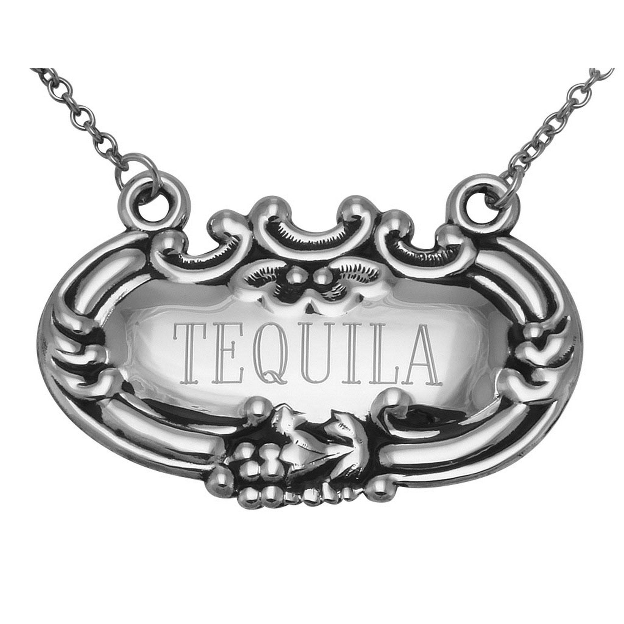 Sterling silver liquor decanter tags, front view
