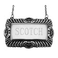Sterling silver liquor decanter tags, front view