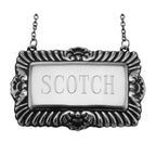 Sterling silver liquor decanter tags, front view