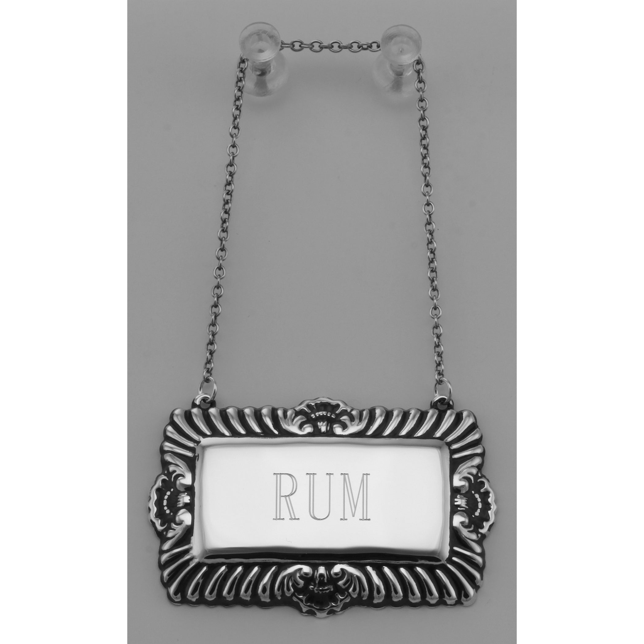 Detail view of Rum Liquor Decanter Label / Tag highlighting design details