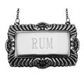 Sterling silver liquor decanter tags, front view