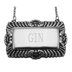 Sterling silver liquor decanter tags, front view