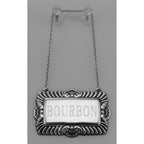 Detail view of Bourbon Liquor Decanter Label / Tag highlighting design details