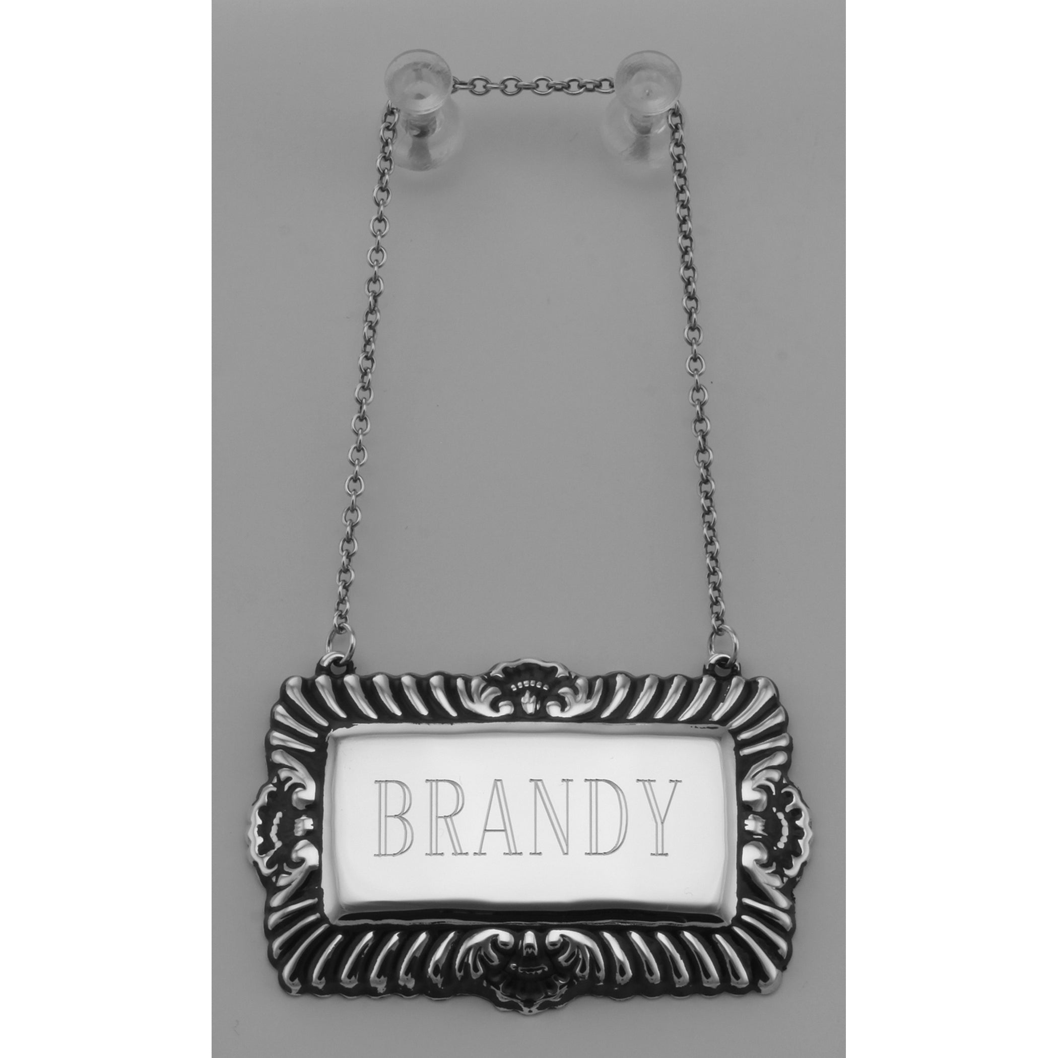Detail view of Brandy Liquor Decanter Label / Tag highlighting design details