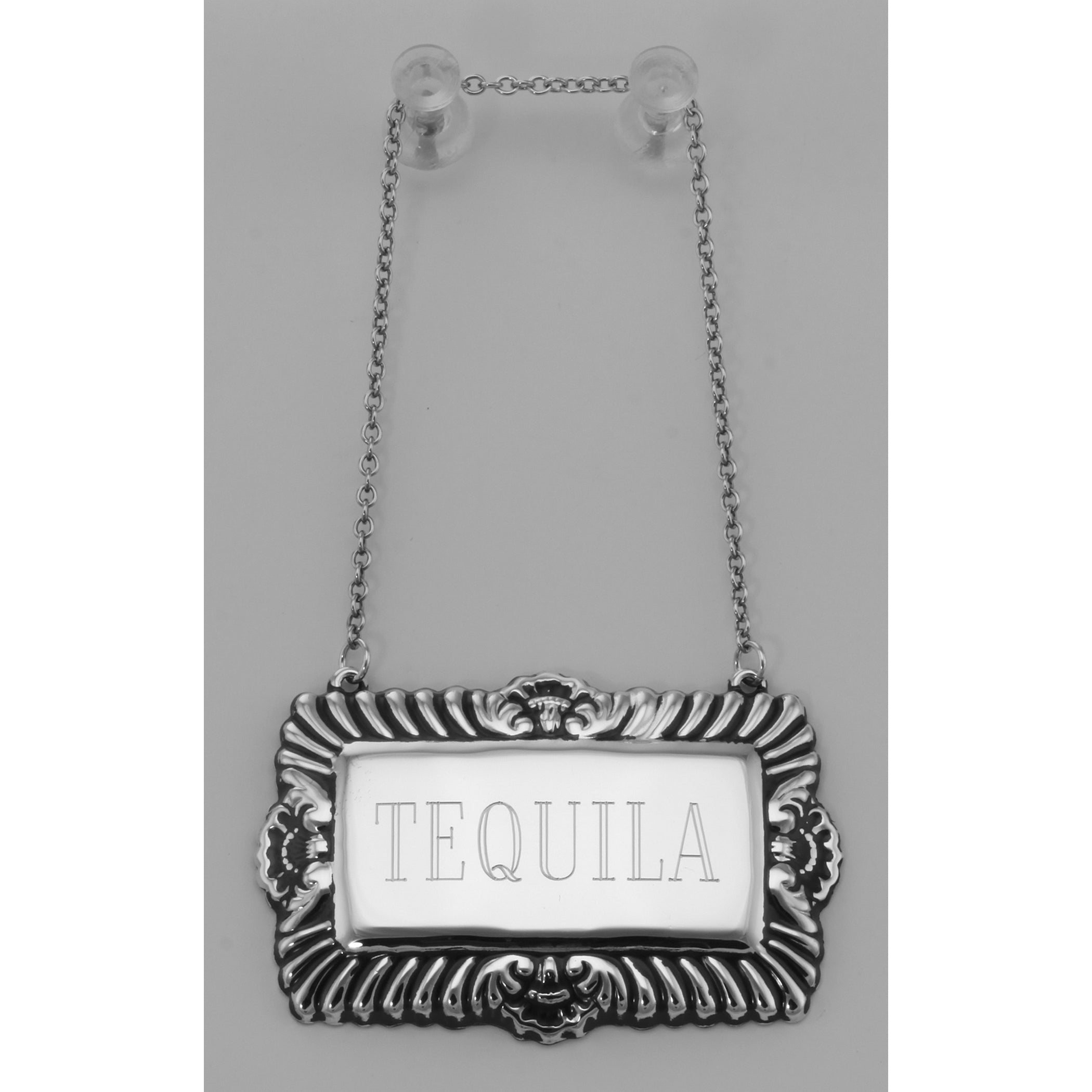 Detail view of Tequila Liquor Decanter Label / Tag highlighting design details