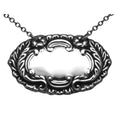 Antique style, sterling silver liquor decanter tags, front view