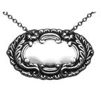 Antique style, sterling silver liquor decanter tags, front view