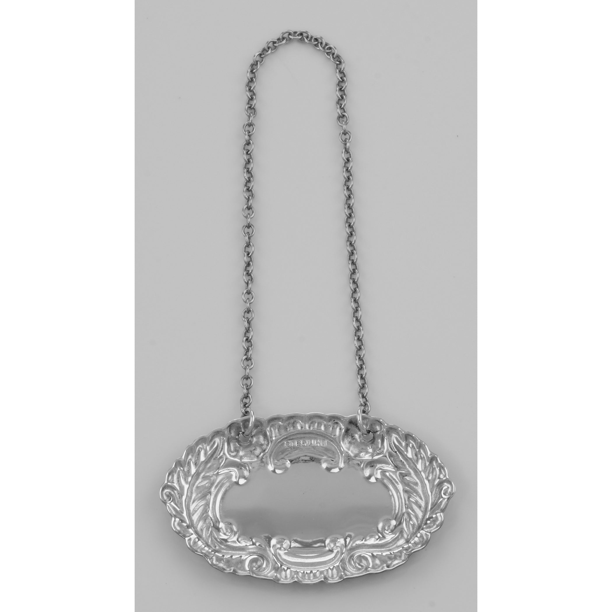 Back view of Scotch Liquor Decanter Label / Tag showing 925 sterling silver hallmark