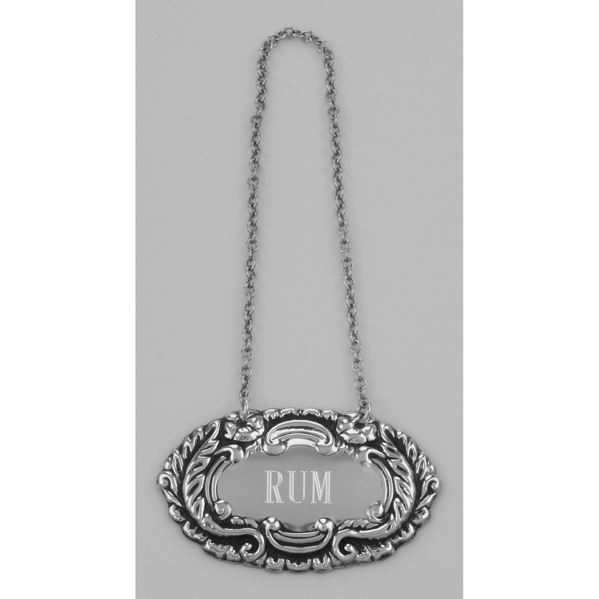 Detail view of Rum Liquor Decanter Label / Tag highlighting design details
