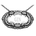 Sterling silver liquor decanter tags, front view