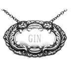 Sterling silver liquor decanter tags, front view