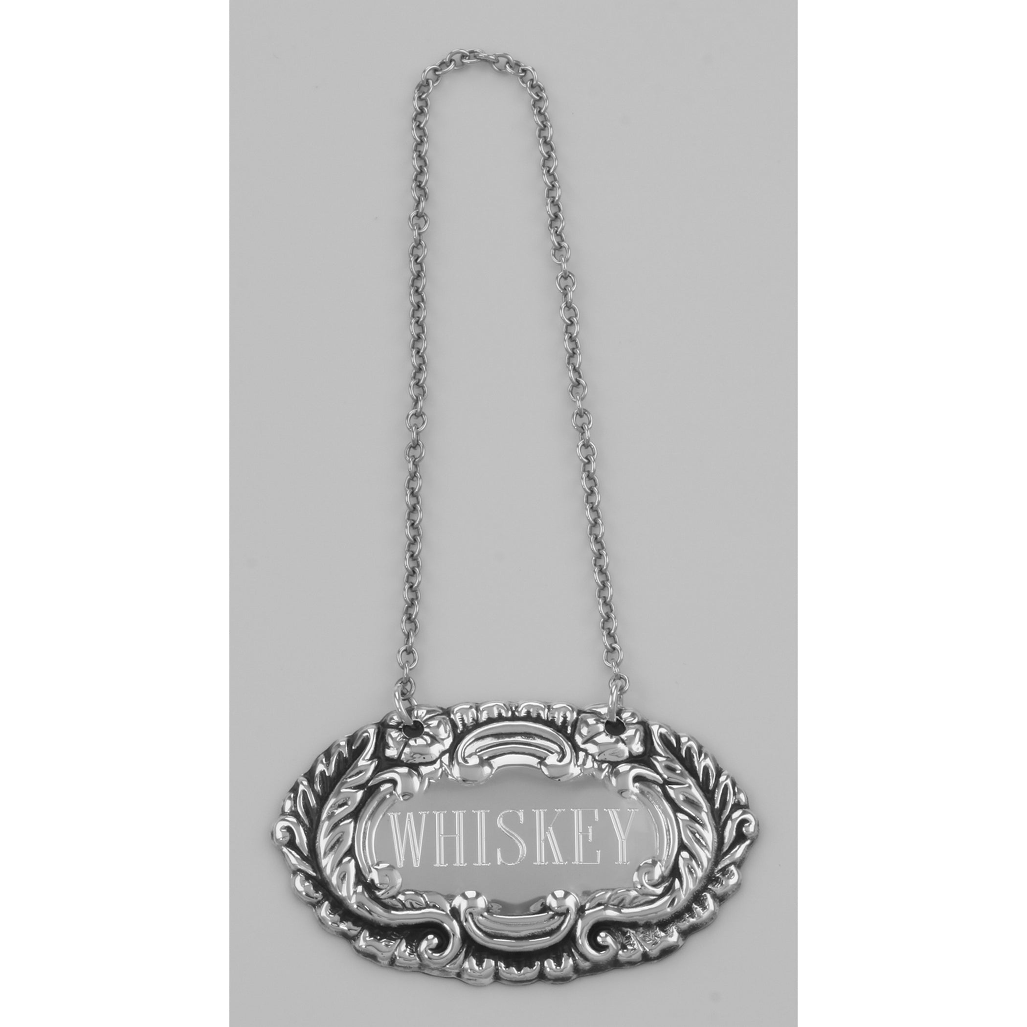 Detail view of Whiskey Liquor Decanter Label / Tag highlighting design details