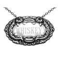Sterling silver liquor decanter tags, front view