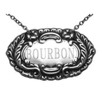 Sterling silver liquor decanter tags, front view