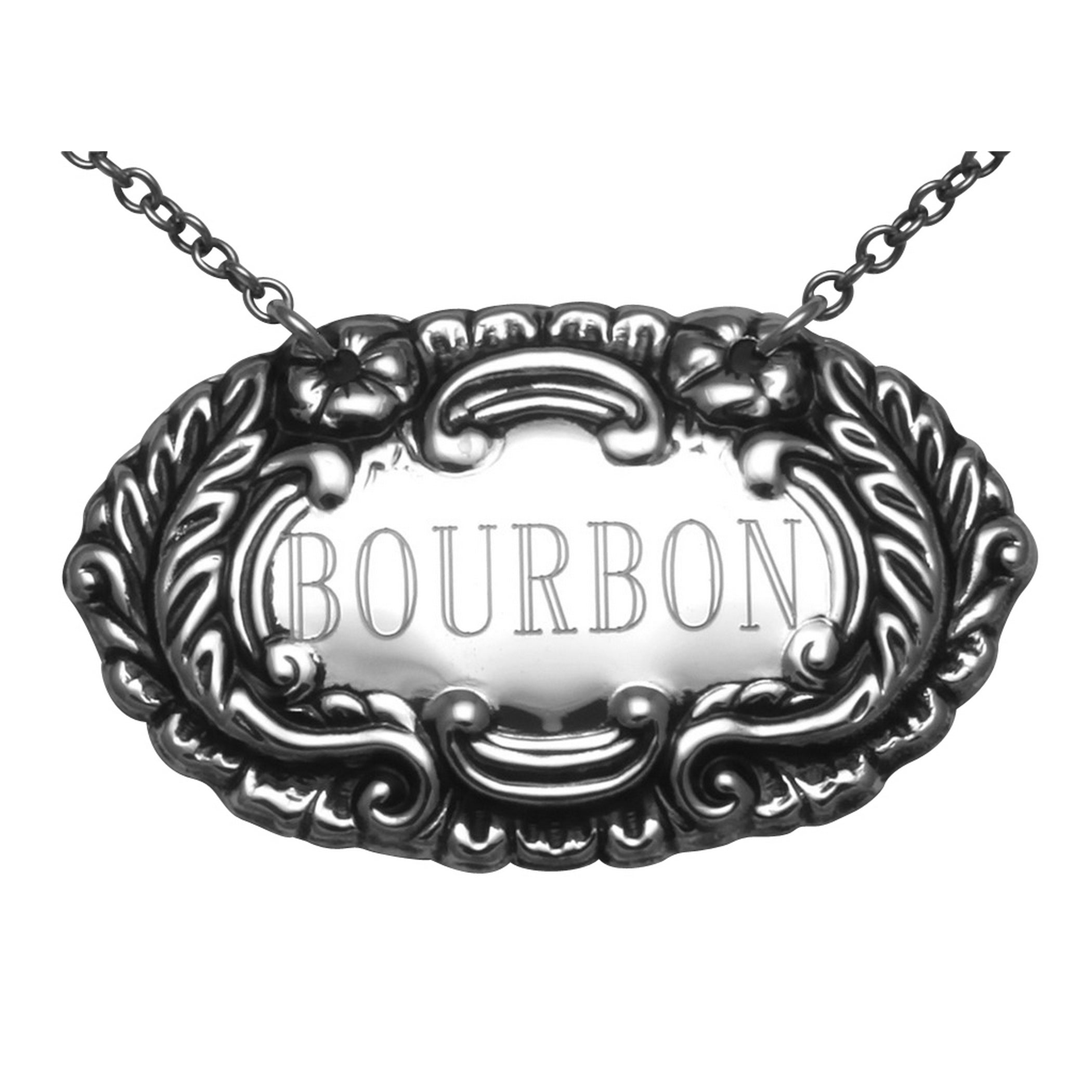 Sterling silver liquor decanter tags, front view