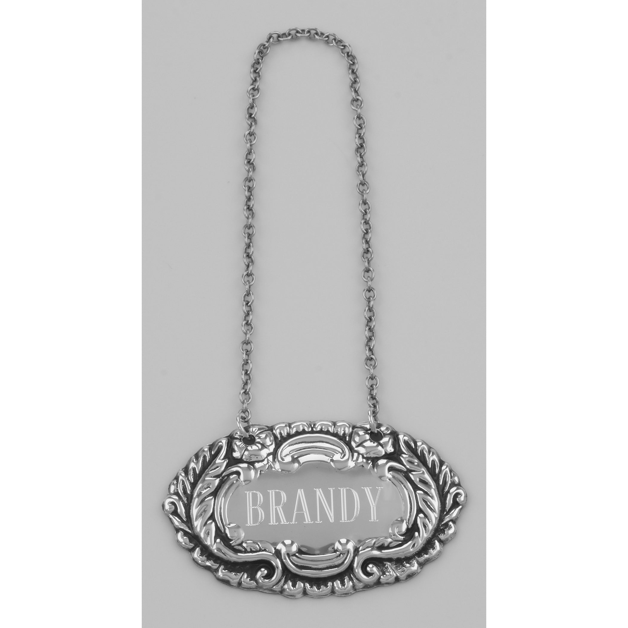 Detail view of Brandy Liquor Decanter Label / Tag highlighting design details